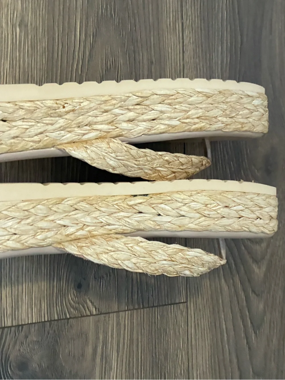 Woven Cream Espadrille Platform Slides